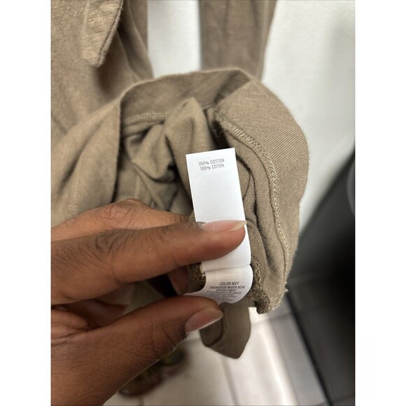 Aerie Olive Green Cotton Tie Waist Long Sleeve Dress Size Small - Picture 4 of 7